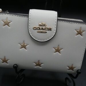 Coach Medium Zip Wallet in Gold Star Pattern